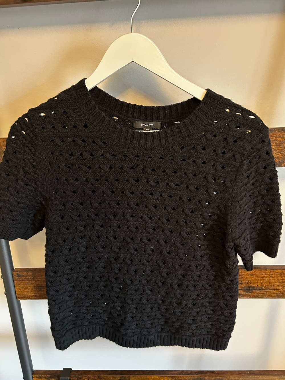RW&CO Black Cotton Knit Tshirt Sweater Small